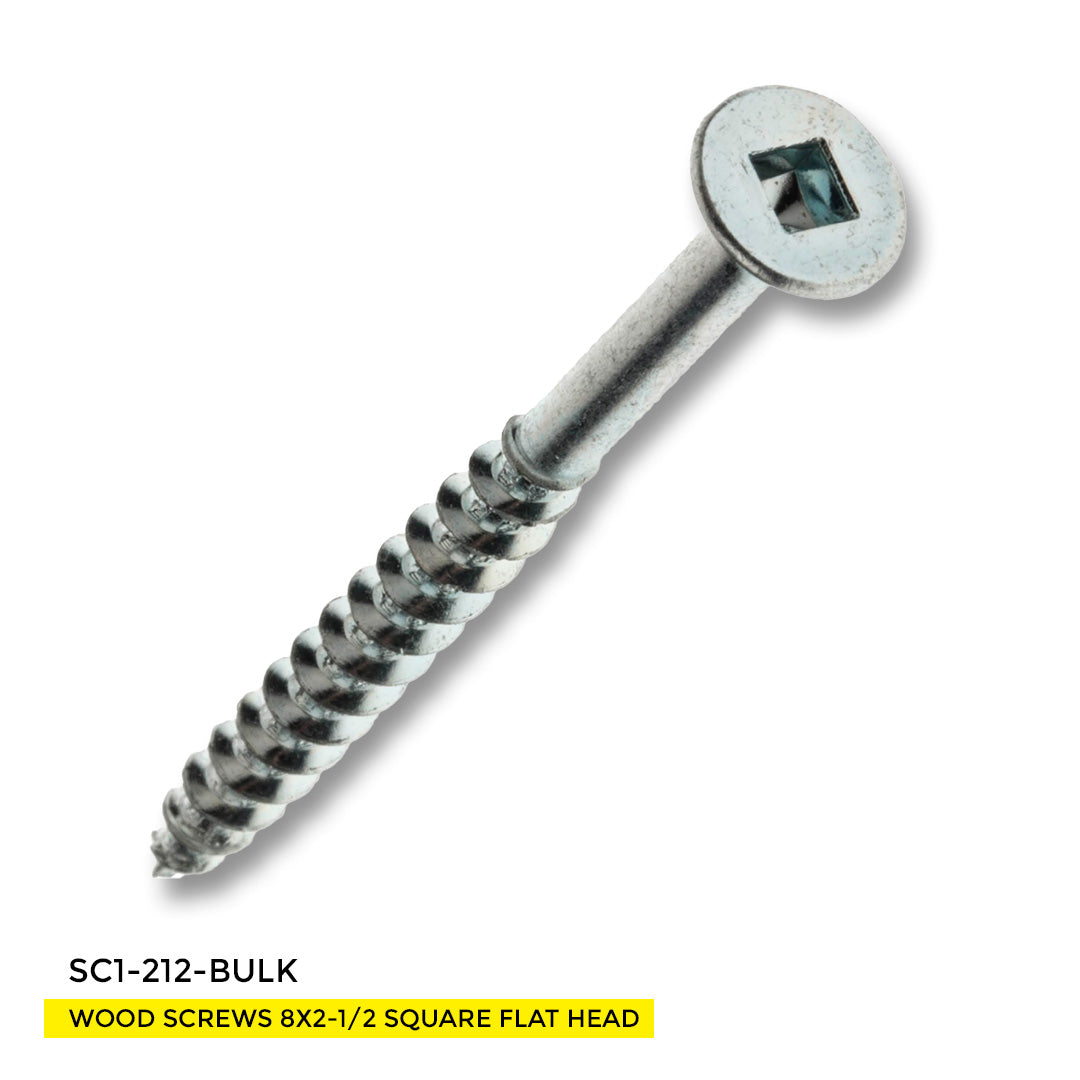 WOOD SCREWS IMEX SQUARE FLAT HEAD WITH NIBS #8 2-1/2" TYPE 17 COARSE ZINC 2.500 BULK