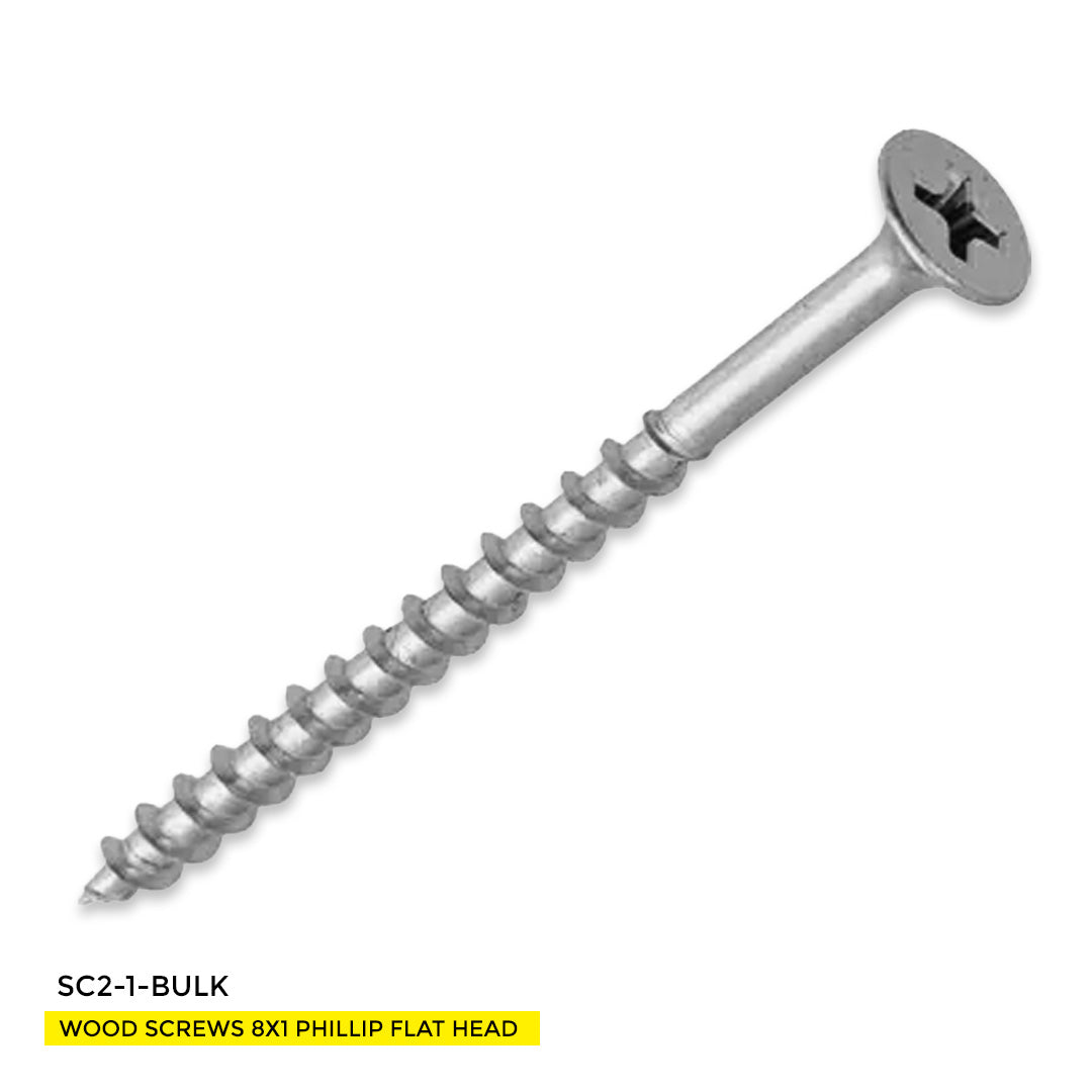 WOOD SCREWS IMEX PHILLIP FLAT HEAD WITH NIBS #8 1" TYPE 17 COARSE ZINC 10.000 BULK