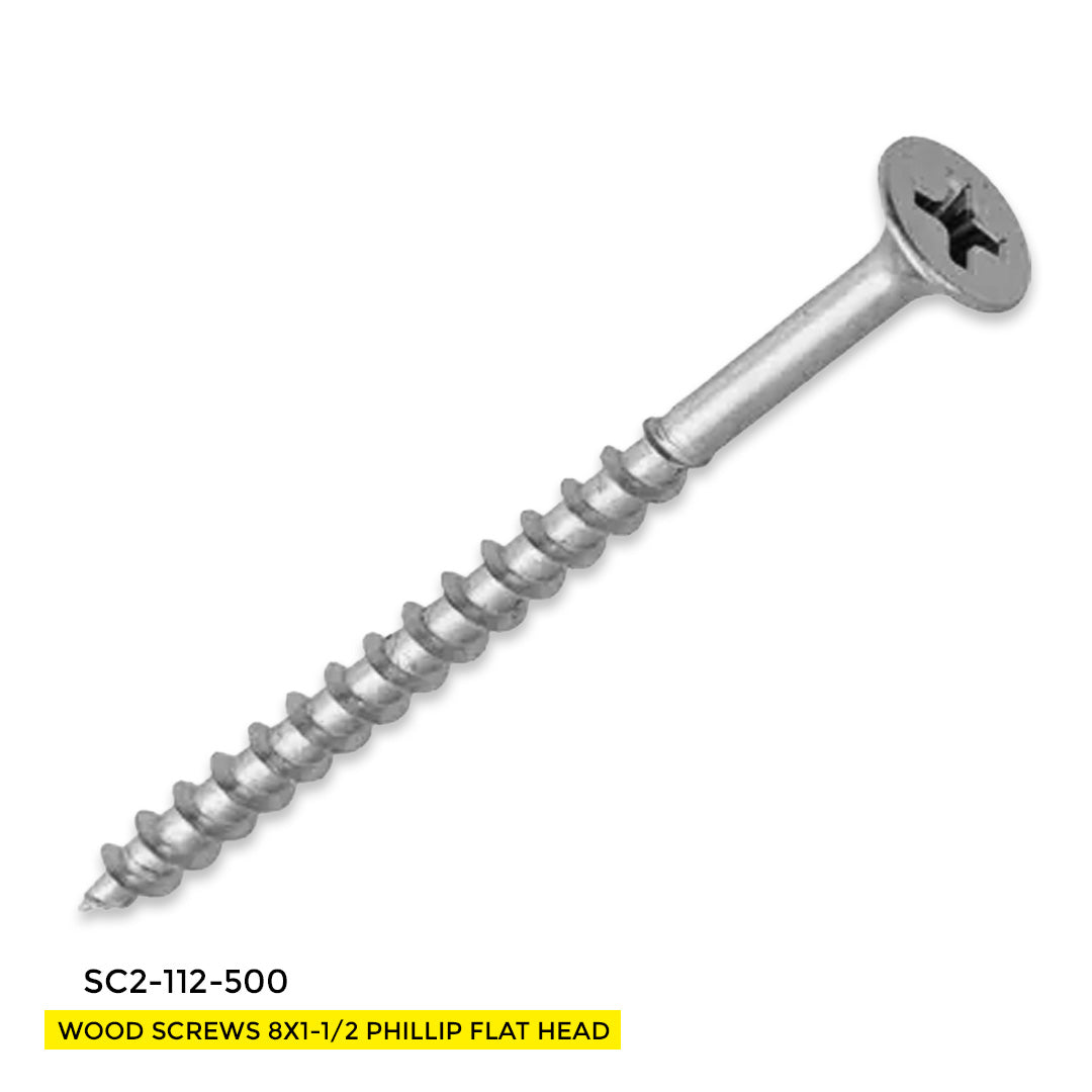 WOOD SCREWS IMEX PHILLIP FLAT HEAD WITH NIBS #8 1-1/2" TYPE 17 COARSE ZINC 500 BOX