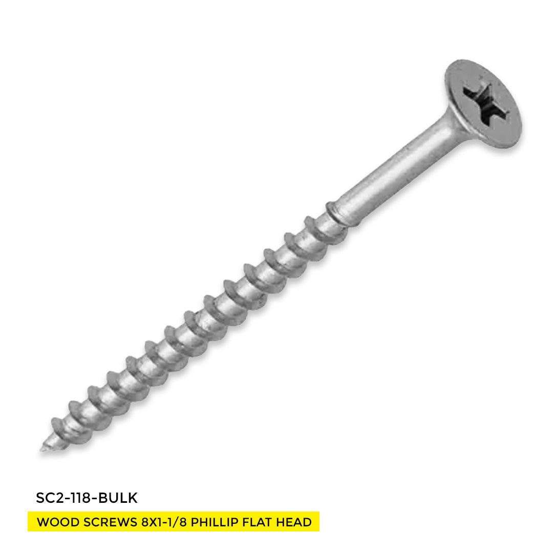 WOOD SCREWS IMEX PHILLIP FLAT HEAD WITH NIBS #8 1-1/8" TYPE 17 COARSE ZINC 10.000 BULK
