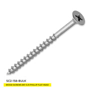 WOOD SCREWS IMEX PHILLIP FLAT HEAD WITH NIBS #8 1-5/8" TYPE 17 COARSE ZINC 5.000 BULK