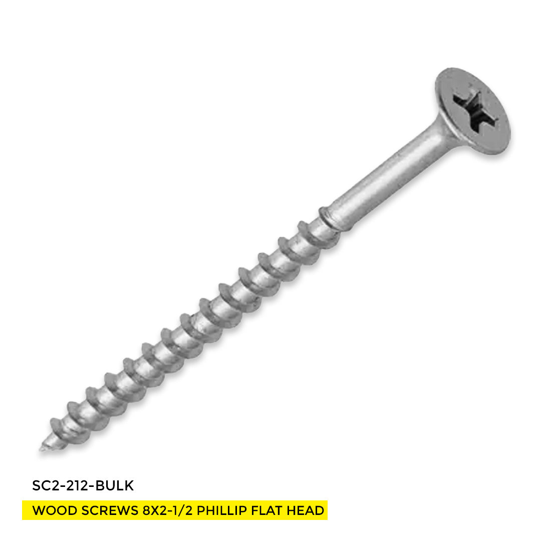 WOOD SCREWS IMEX PHILLIP FLAT HEAD WITH NIBS #8 2-1/2" TYPE 17 COARSE ZINC 2.500 BULK