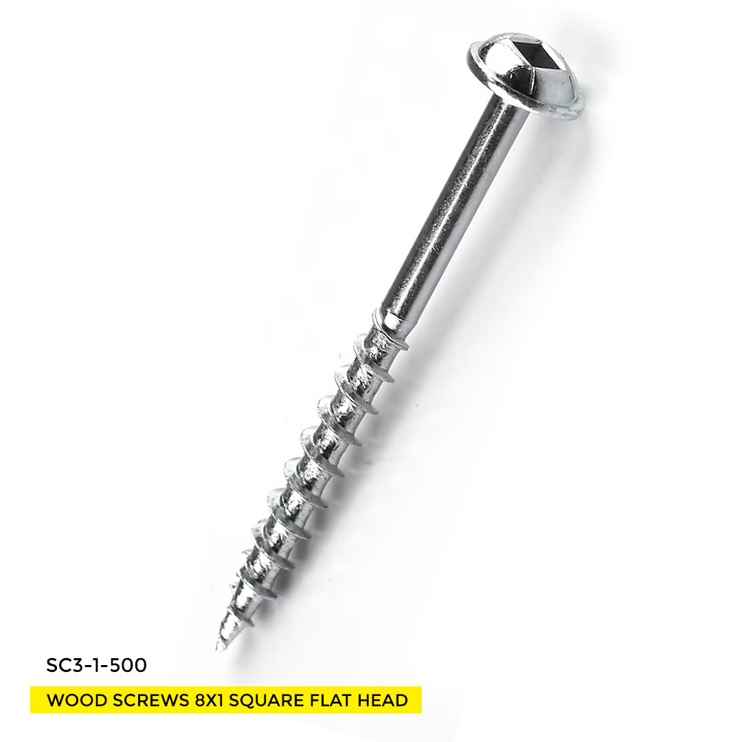 WOOD SCREWS IMEX SQUARE ROUND WASHER WITH NIBS #8 1" TYPE 17 COARSE ZINC 500 BOX