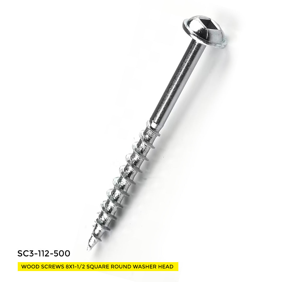 WOOD SCREWS IMEX SQUARE ROUND WASHER WITH NIBS #8 1-1/2" TYPE 17 COARSE ZINC 500 BOX