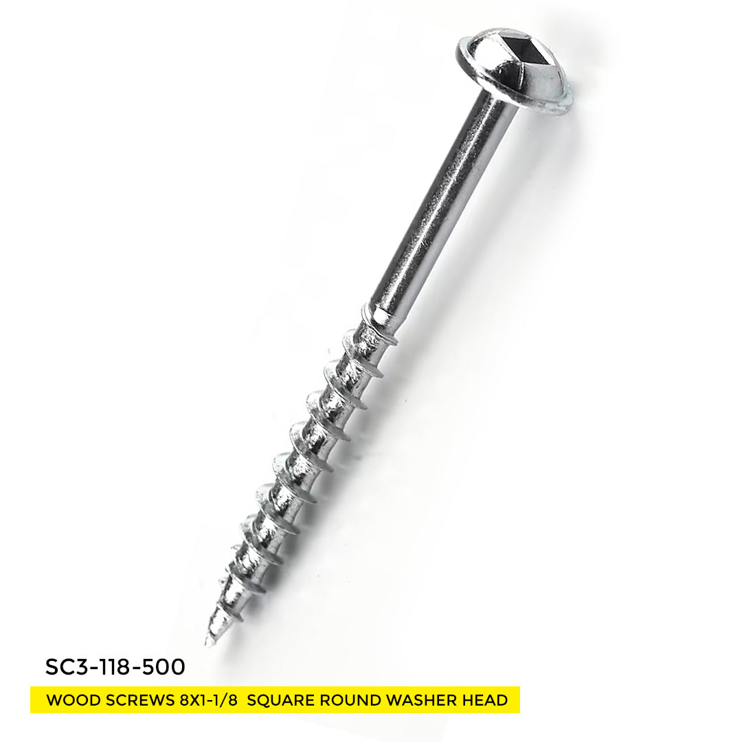 WOOD SCREWS IMEX SQUARE ROUND WASHER WITH NIBS #8 1-1/8" TYPE 17 COARSE ZINC 500 BOX