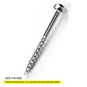 WOOD SCREWS IMEX SQUARE ROUND WASHER WITH NIBS #8 1-1/8" TYPE 17 COARSE ZINC 500 BOX