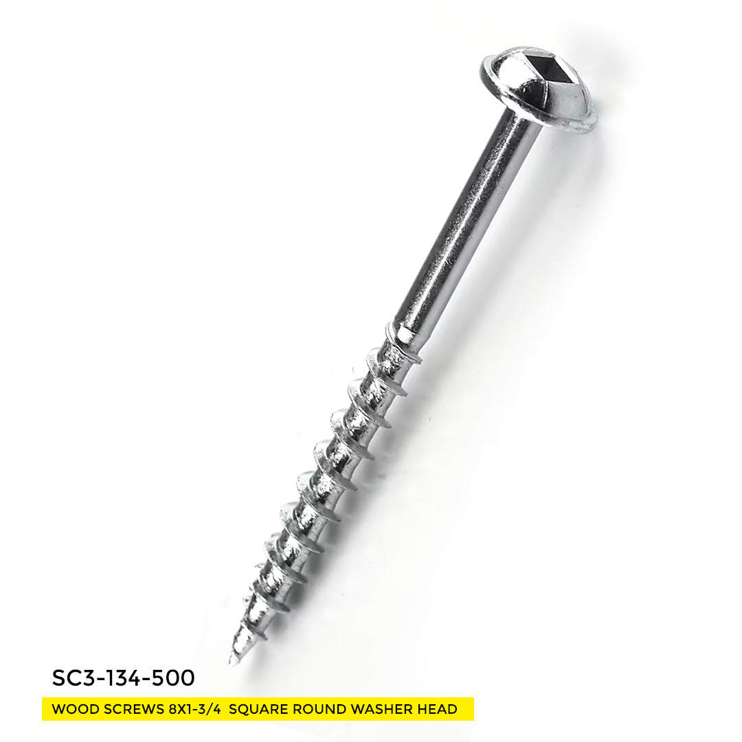 WOOD SCREWS IMEX SQUARE ROUND WASHER WITH NIBS #8 1-3/4" TYPE 17 COARSE ZINC 500 BOX