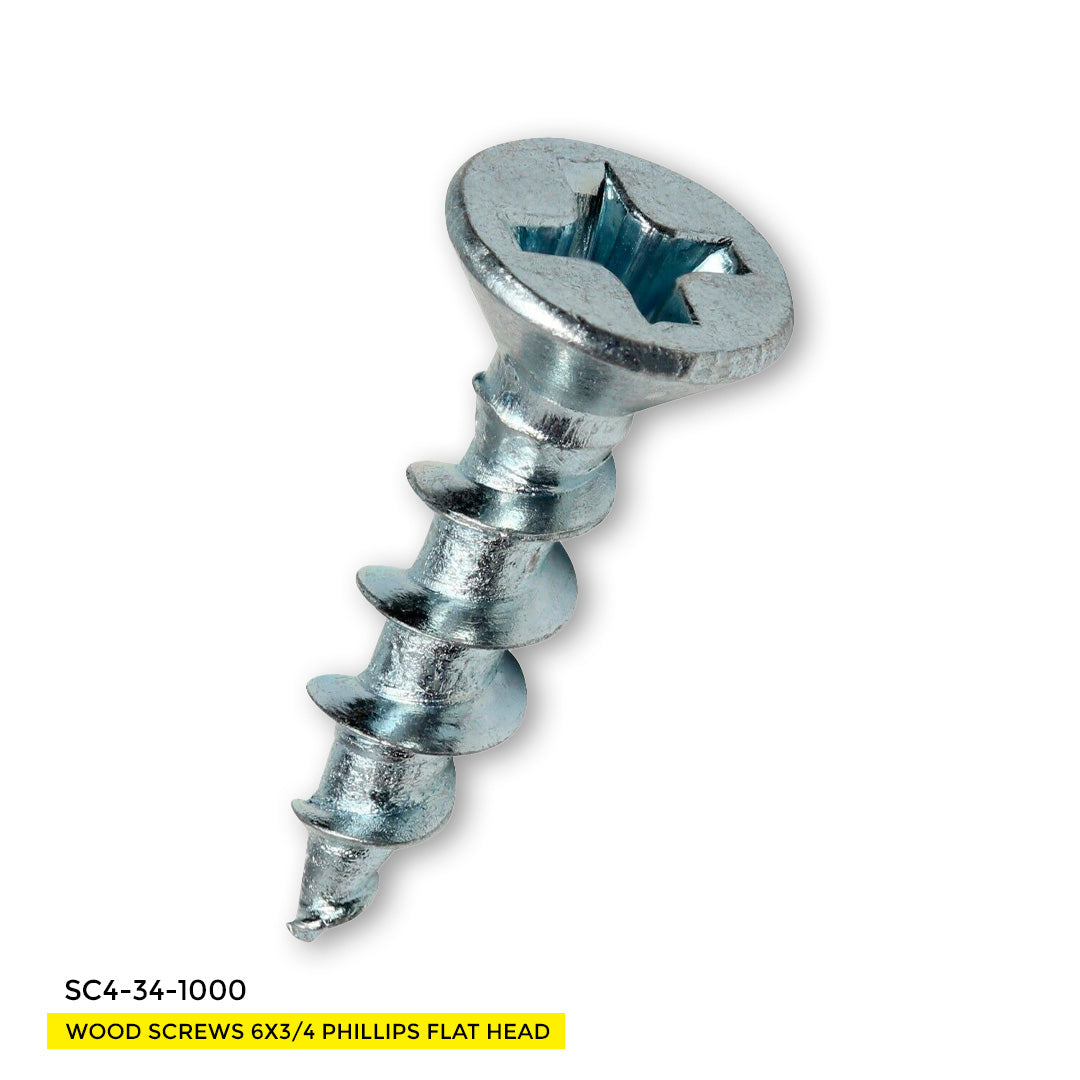 WOOD SCREWS IMEX PHILLIP FLAT HEAD #6 3/4" COARSE NICKEL 1000 BOX