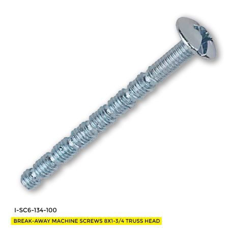 BREAK-AWAY MACHINE SCREWS 8x1-3/4 TRUSS HEAD SCREWS ZINC 100
