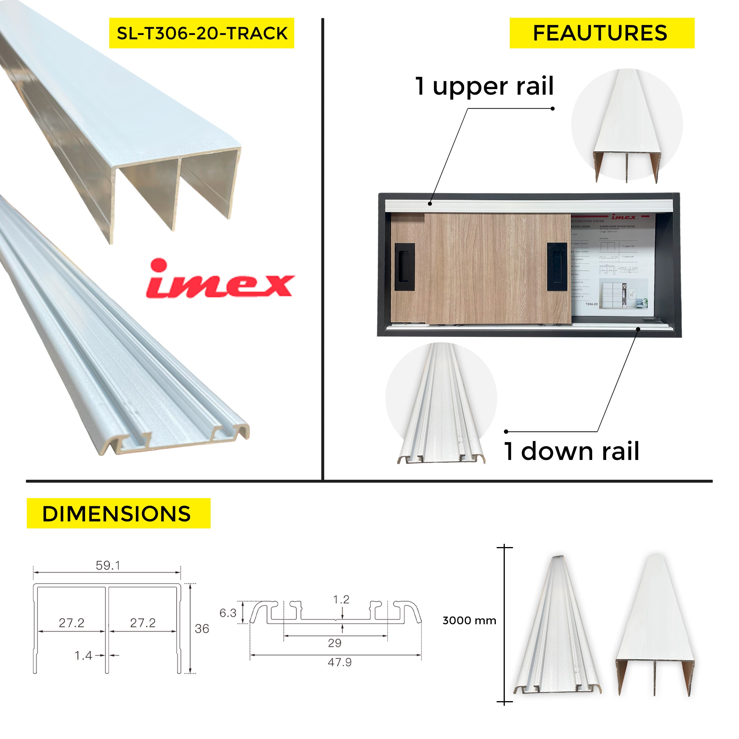 SLIDING DOOR SYSTEM TRACKS 3M