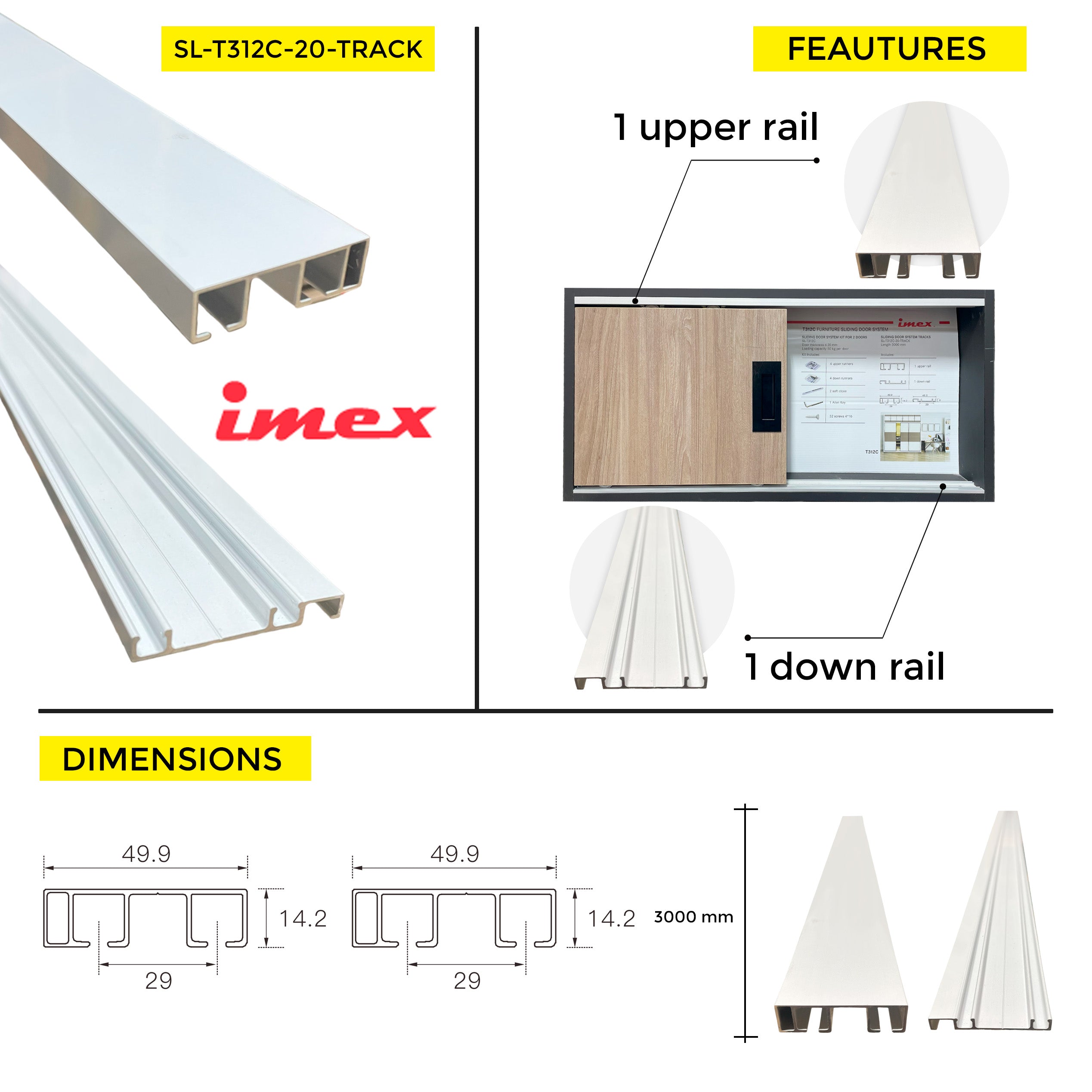 SLIDING DOOR SYSTEM TRACKS 3M