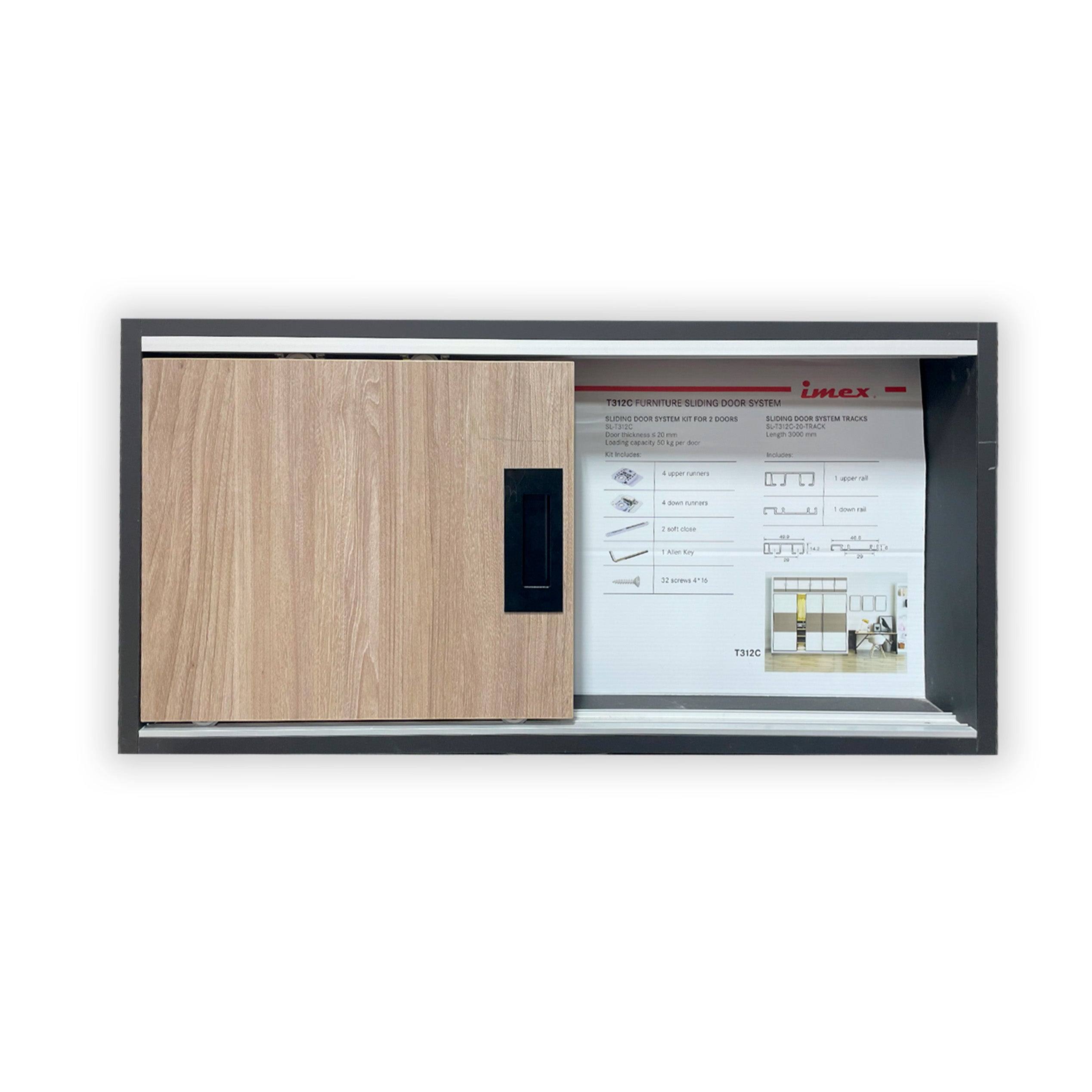 SLIDING DOOR SYSTEM KIT FOR 2 20MM 50KG