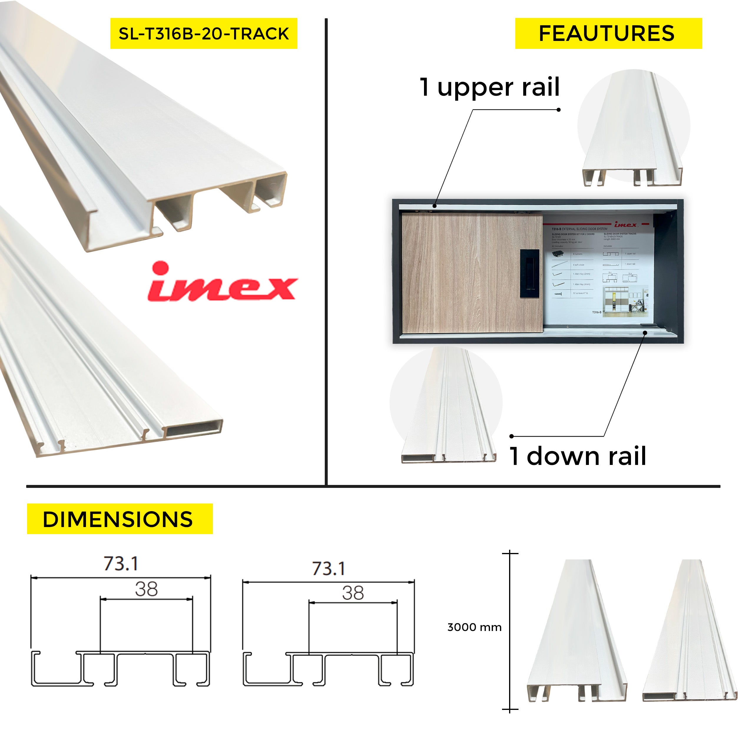 SLIDING DOOR SYSTEM TRACKS 3M