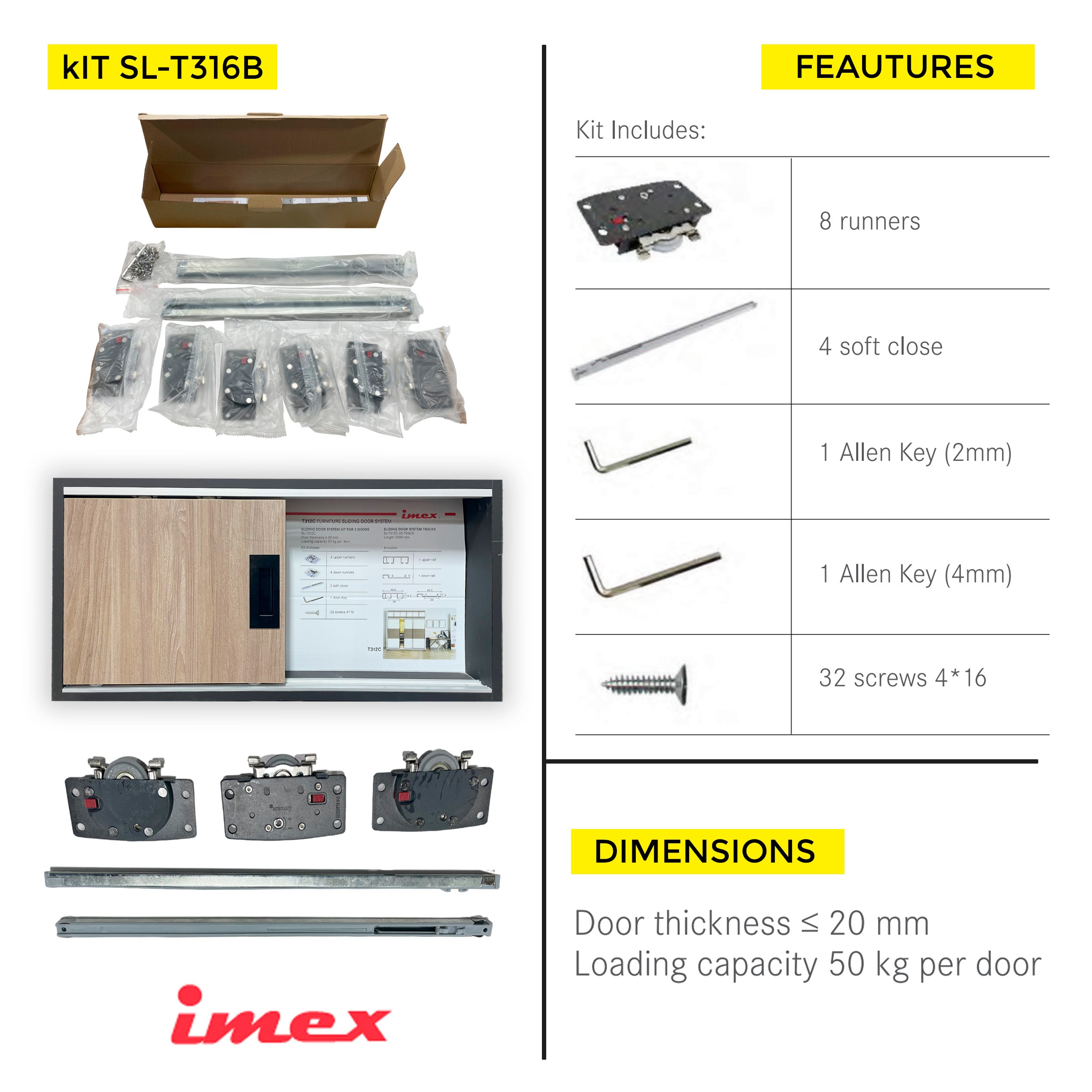 SLIDING DOOR SYSTEM TRACKS 3M