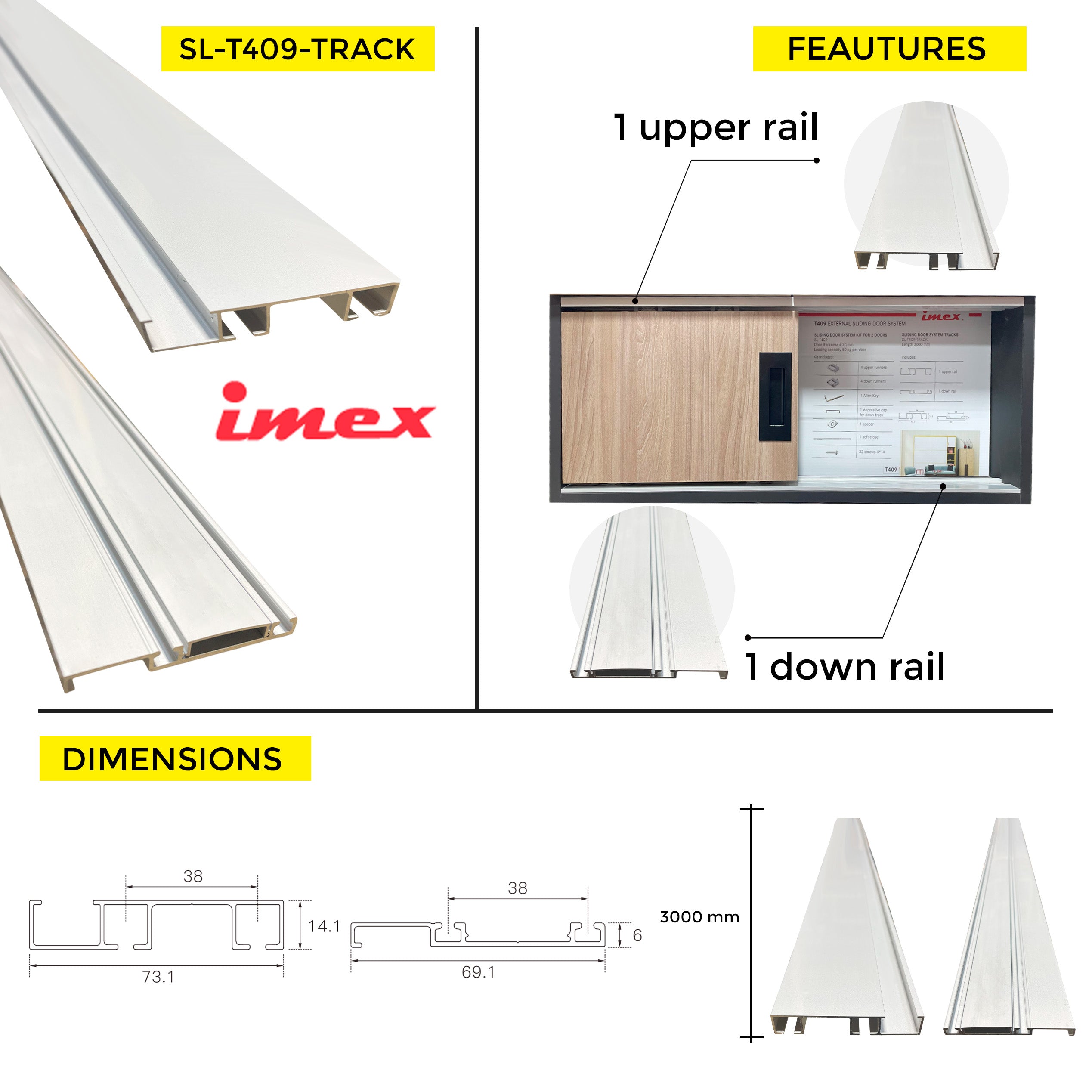 SLIDING DOOR SYSTEM TRACKS 3M