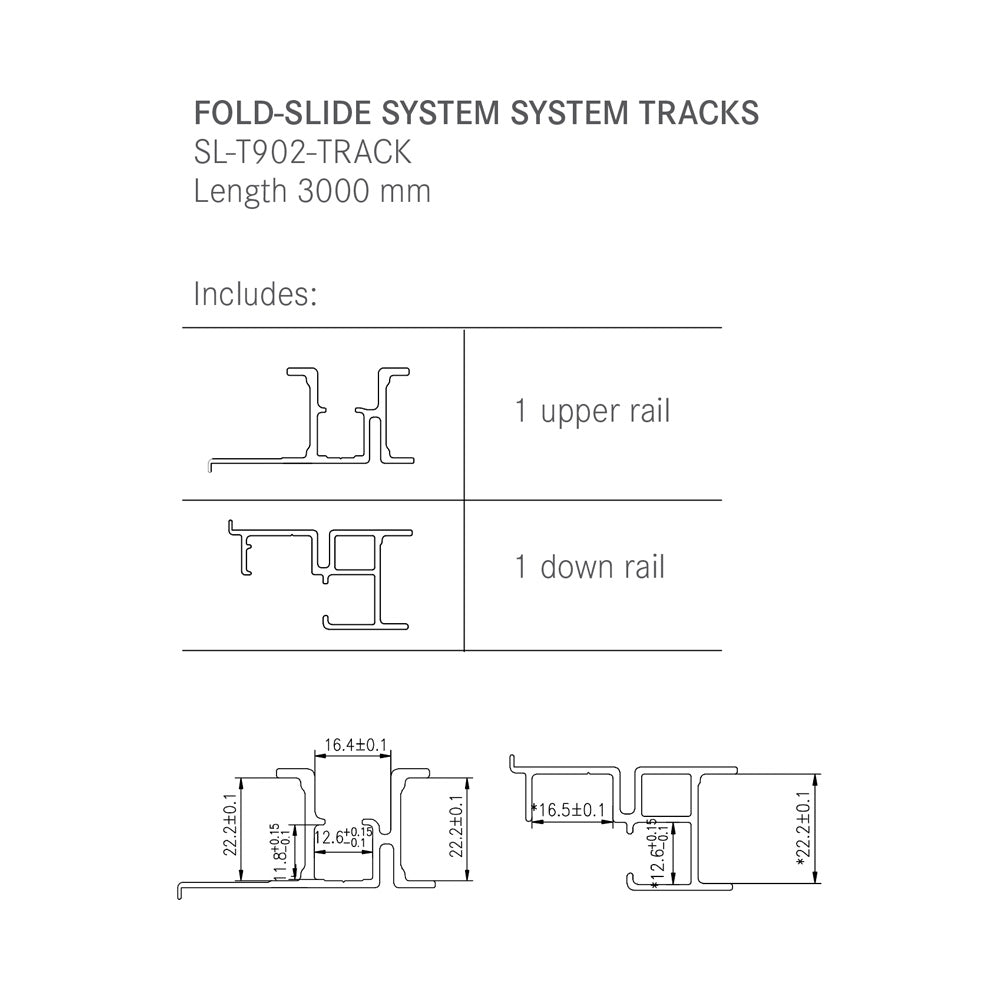 FOLD-SLIDE SYSTEM SYSTEM TRACKS 3M