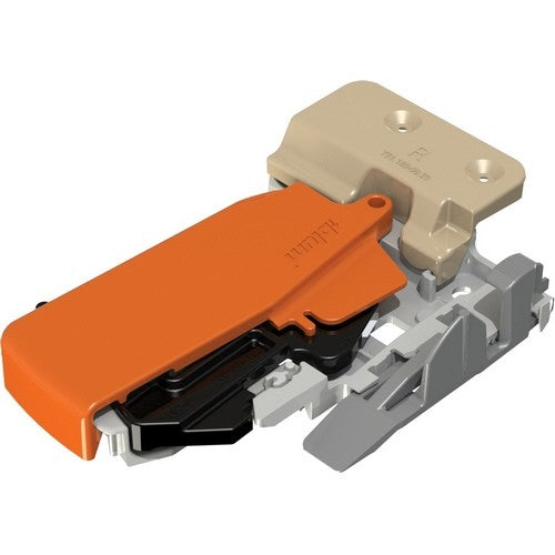 Locking device for TANDEM plus BLUMOTION 563/9 drawer runners Vertical mt. (Left) Orange