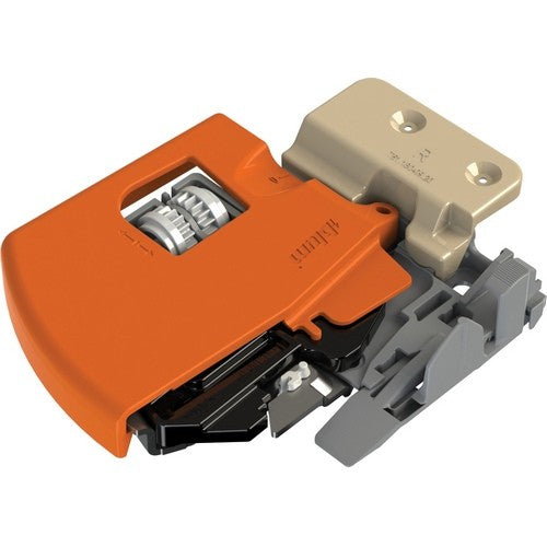 Locking device for TANDEM plus BLUMOTION 563/9 drawer runners Integrated side adjustment Vertical mt. (Right) Orange