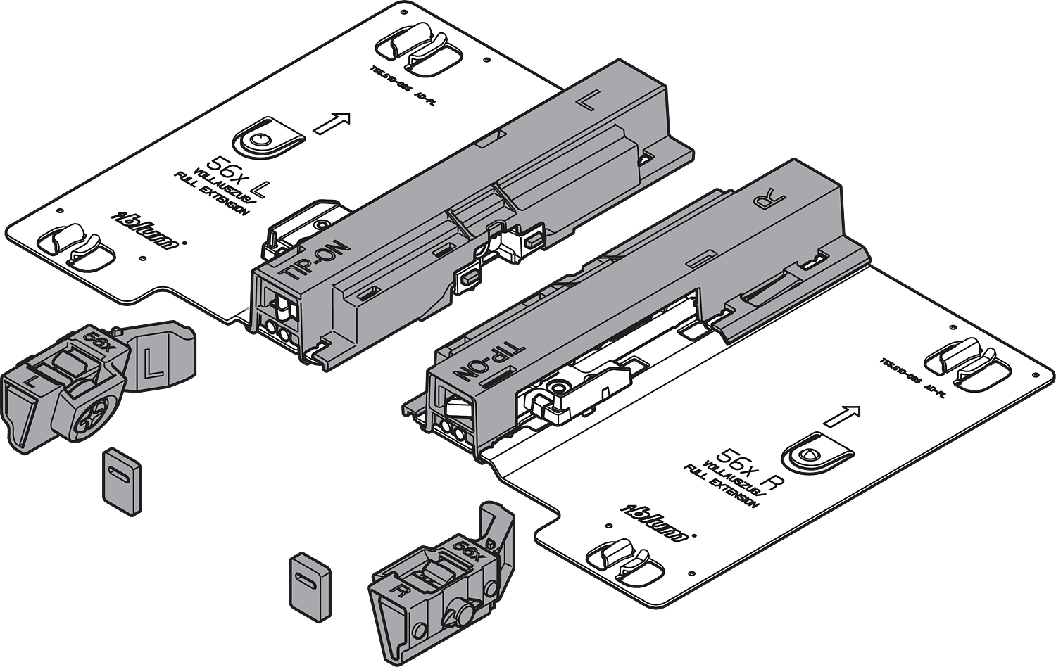 DISCONTINUED - TIP-ON for TANDEM plus 562 - full extension drawer runners Black