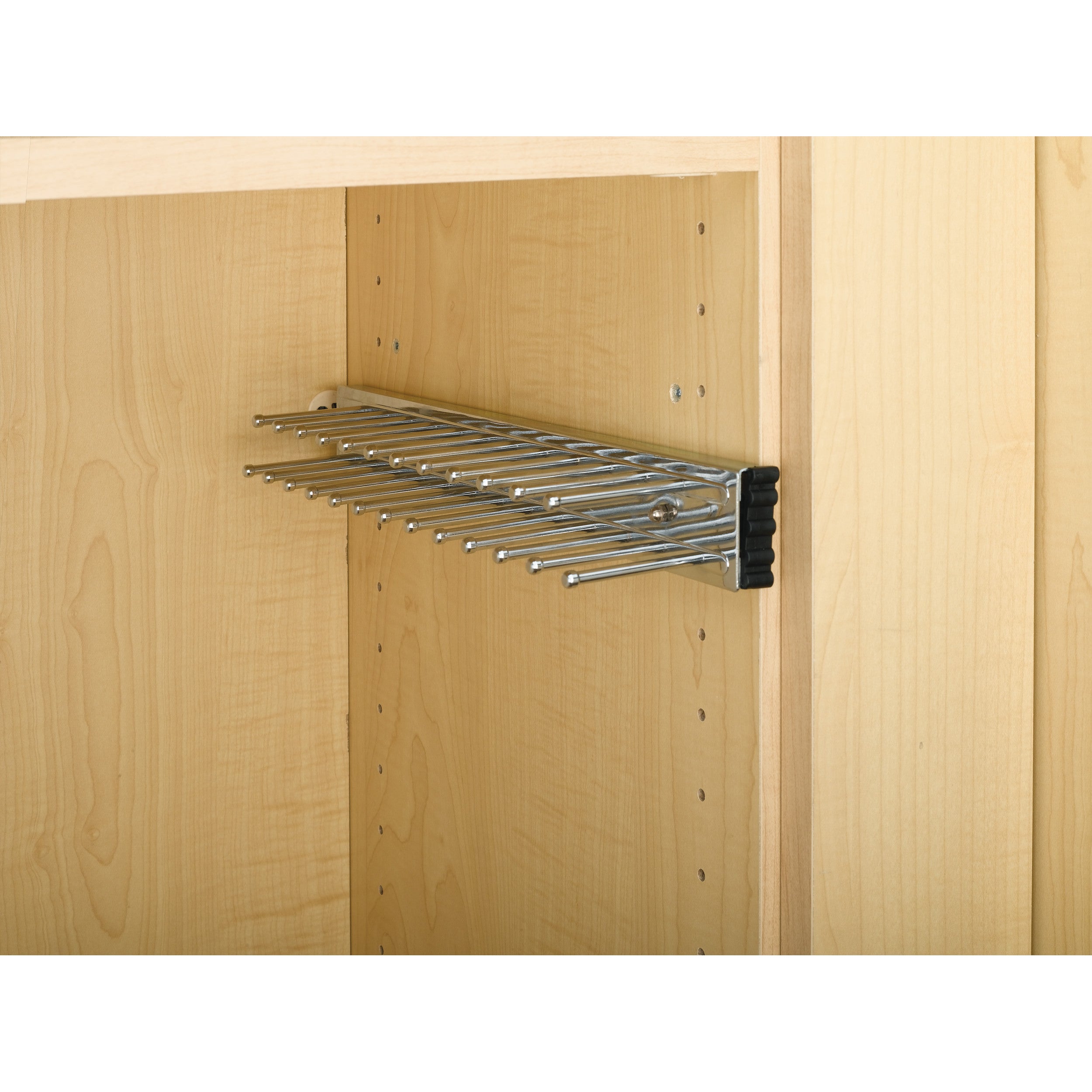 14 in Chrome Side mount Tie Rack Chrome  2.5 in (64 mm) W x 14 in (356 mm) D x 1.88 in (48 mm) H