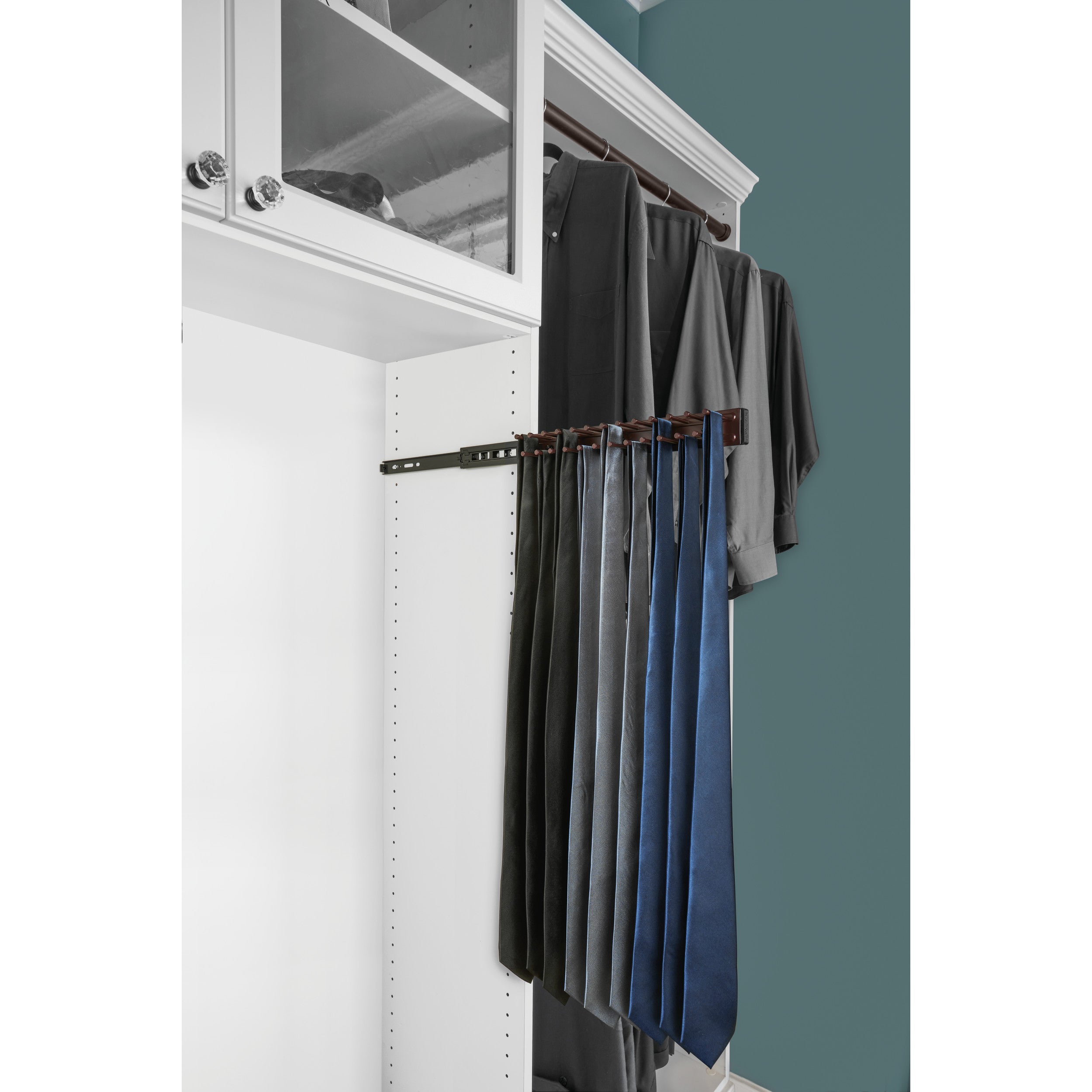 14 in Oil Rubbed Bronze Side mount Tie Rack Oil Rubbed Bronze  2.5 in (64 mm) W x 14 in (356 mm) D x 1.88 in (48 mm) H