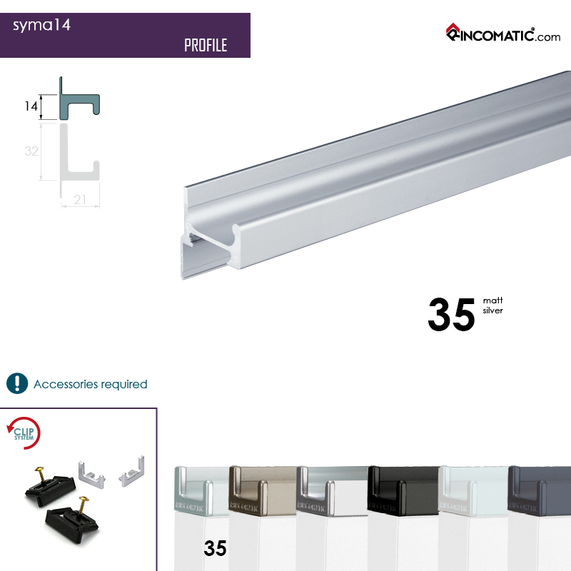 Syma14 Profile Handle Matt Silver 2670 mm (105 1/8 inches)