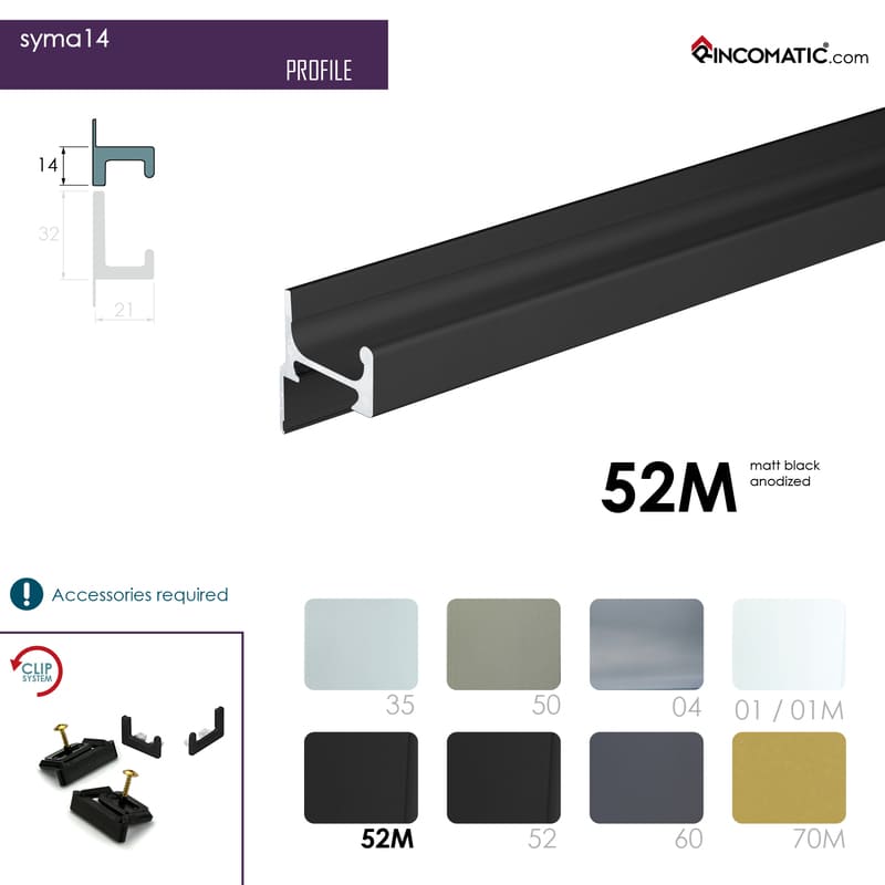Syma14 Profile Handle Matt Black anod. 2670 mm (105 1/8 inches)