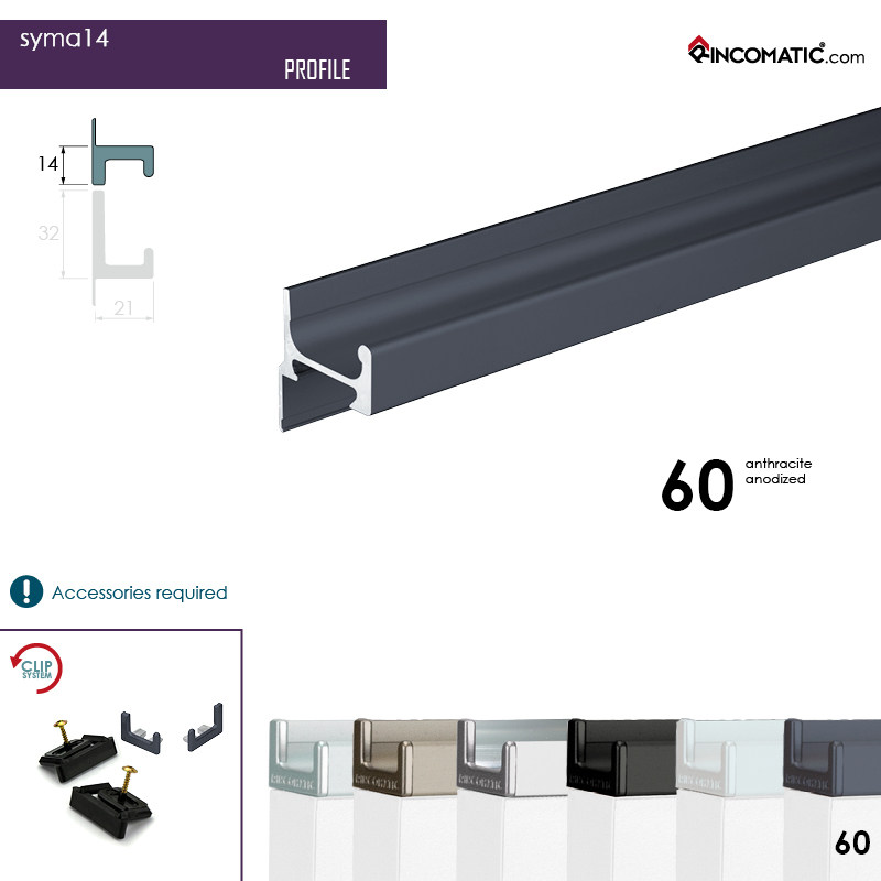 Syma14 Profile Handle Anthracite Grey anod. 2670 mm (105 1/8 inches)