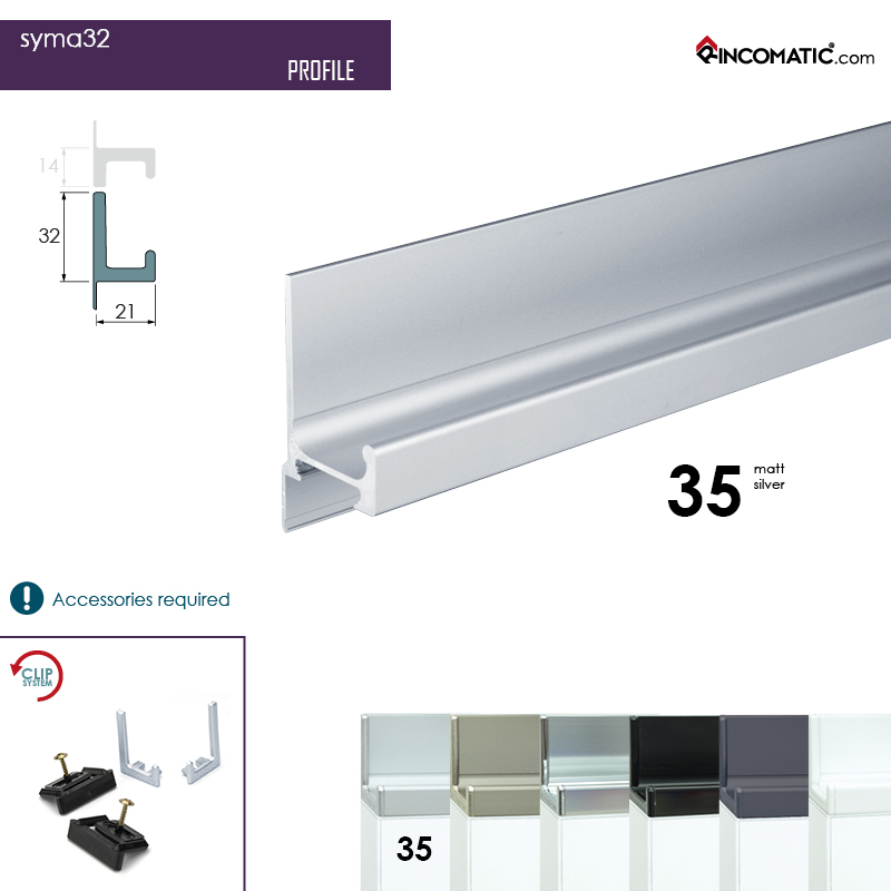 Syma32 Profile Handle Matt Silver 2670 mm (105 1/8 inches)