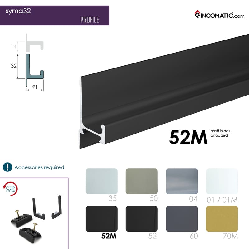SYMA32 Profile Handle Matt Black anod. 2670 mm (105 1/8 inches)