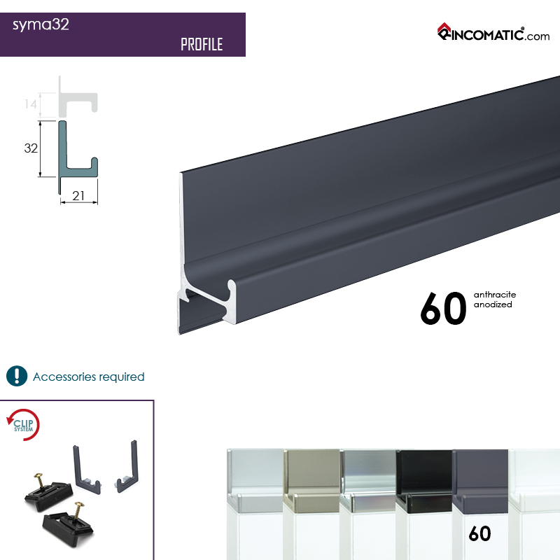 SYMA32 Profile Handle Anthracite Grey anod. 2670 mm (105 1/8 inches)