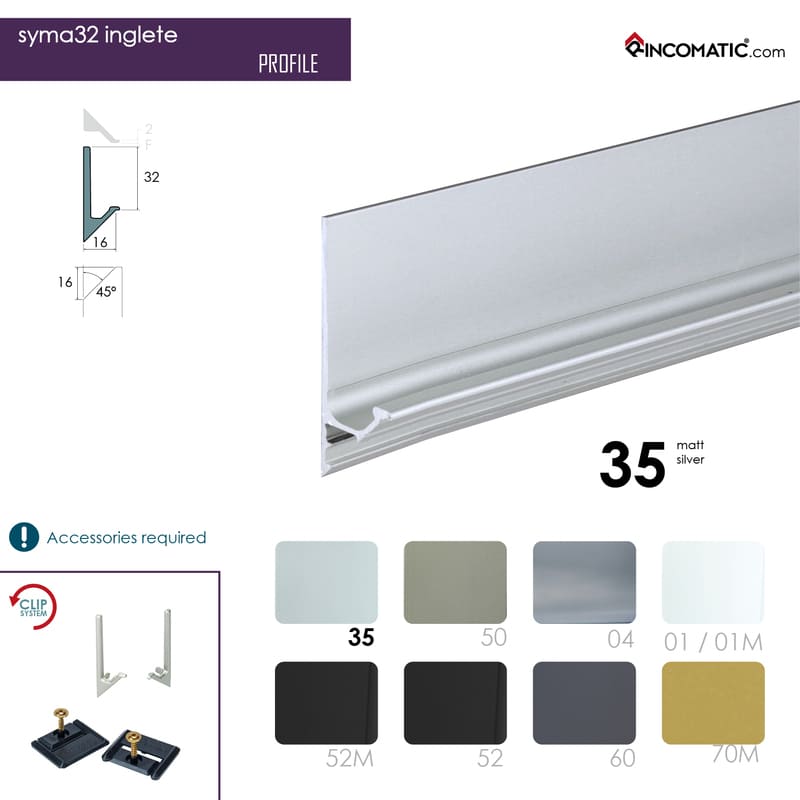 SYMA32 PROFILE HANDLE MATT SILVER 2670 mm (105 1/8 inches)