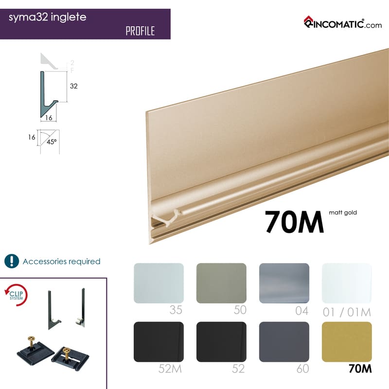 SYMA32 Inglete Profile Handle Matt Gold 2670 mm (105 1/8 inches)