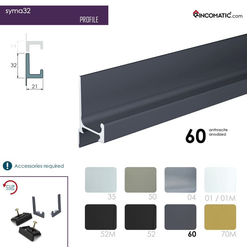 SYMAG 32 Profile Handle - Anthracite Grey anod. - 2670 mm (105 1/8 inches)