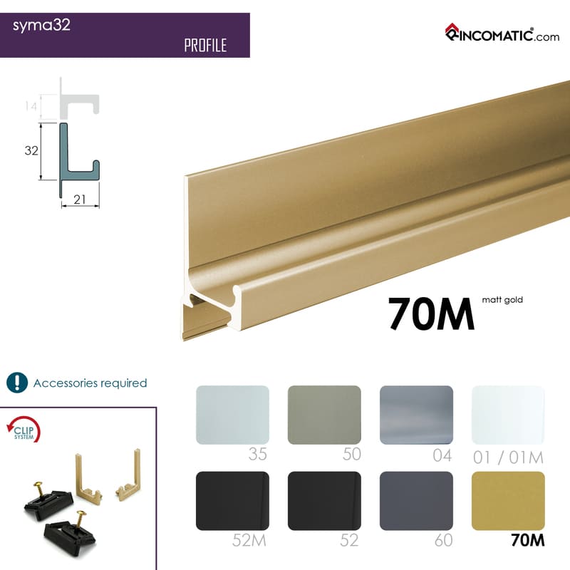SYMAG 32 Profile Handle - Matt Gold - 2670 mm (105 1/8 inches)