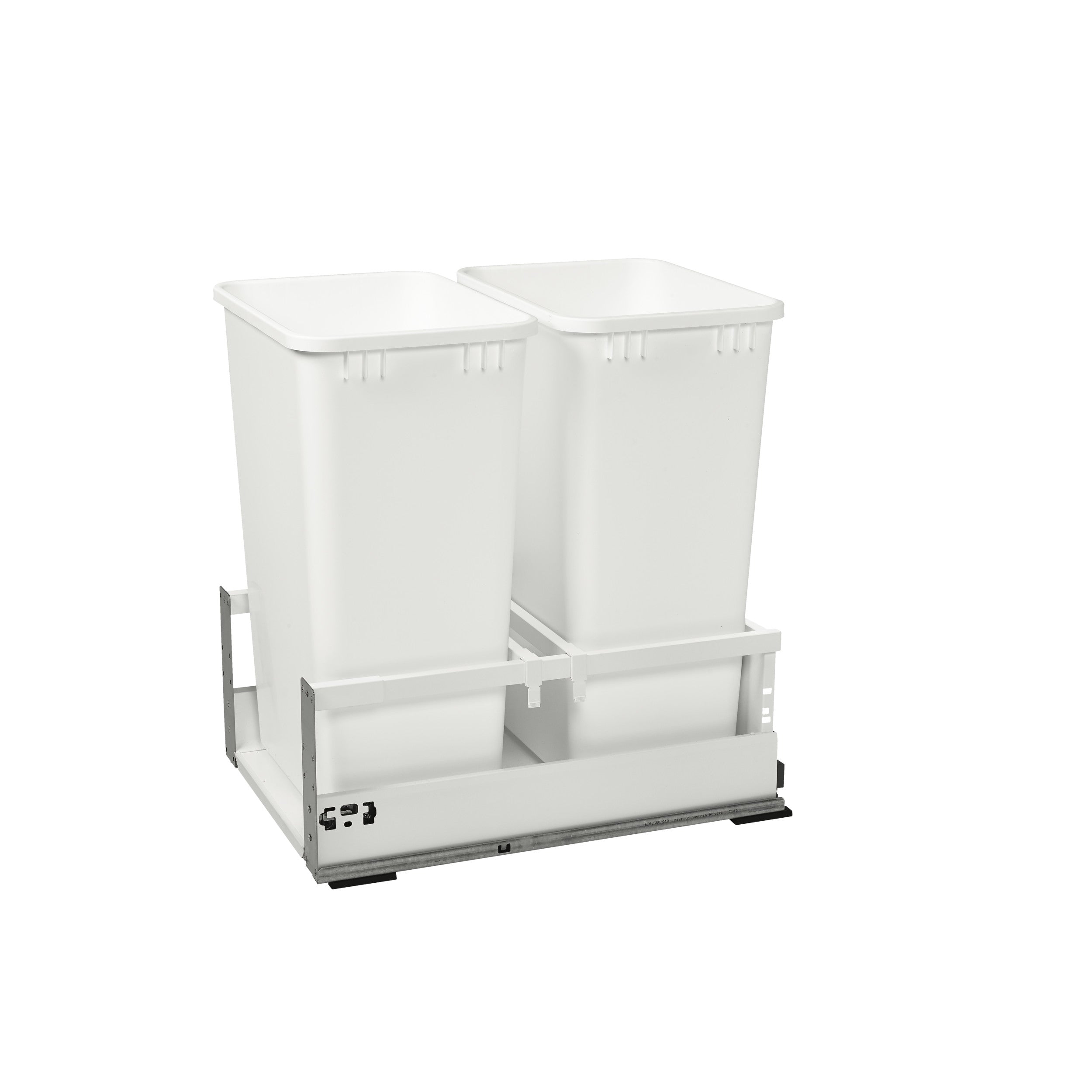 Double 50 Qrt Tandem Pull-Out Waste Container White  15.5 in (394 mm) W x 22.4 in (569 mm) D x 23 in (584 mm) H