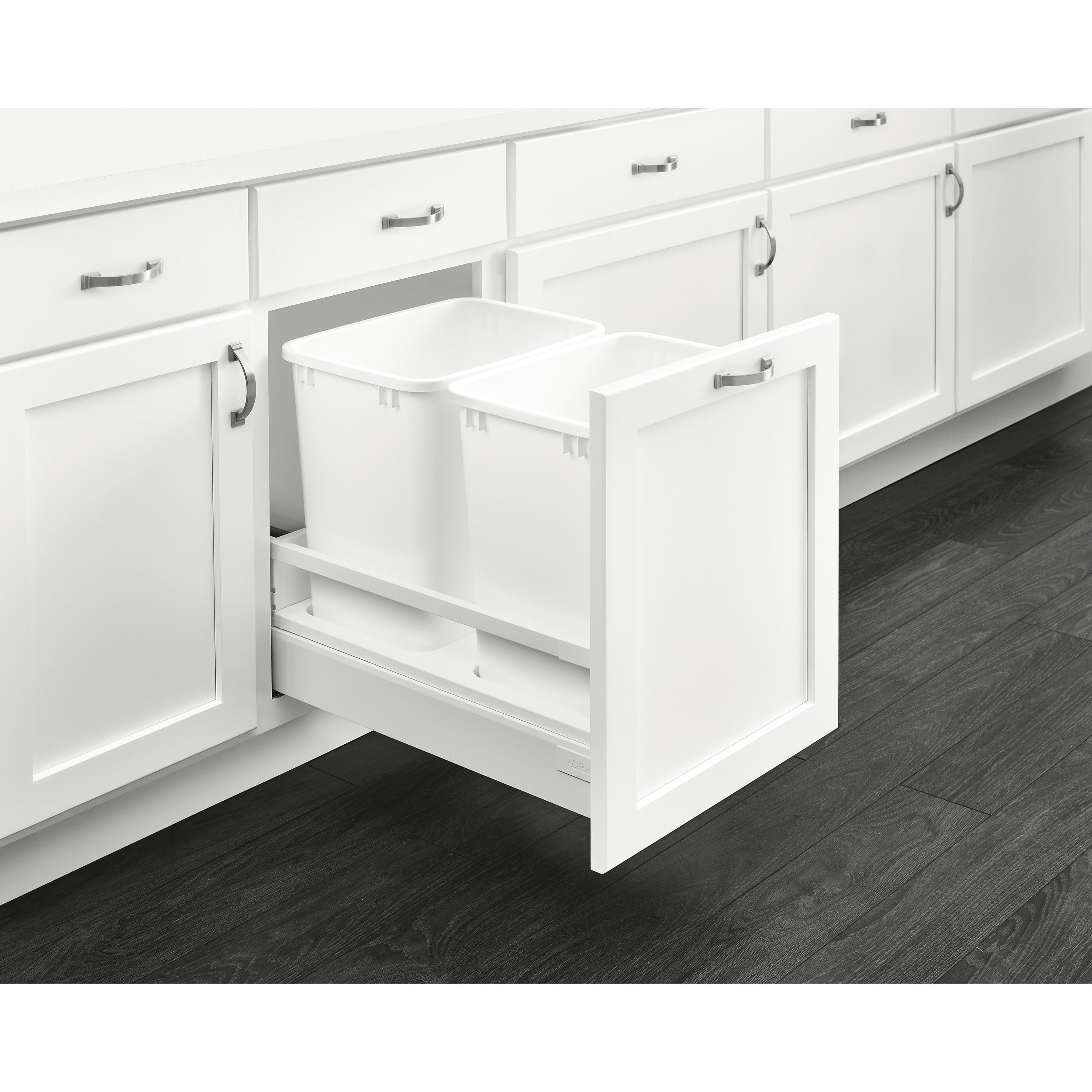 Double 35 Qrt Tandem Pull-Out Waste Container White  18.5 in (470 mm) W x 22.4 in (569 mm) D x 19 in (483 mm) H