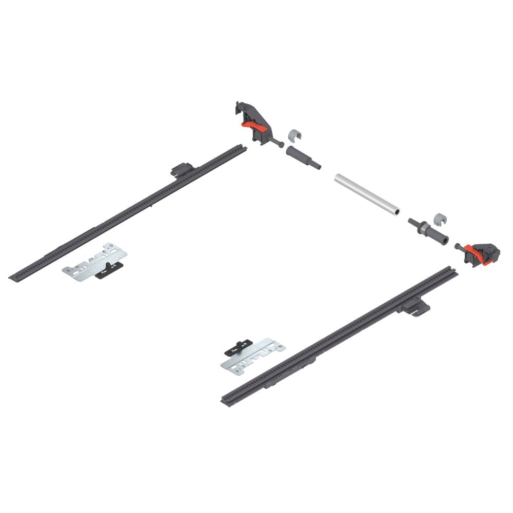 MERIVOBOX lateral stabilizer set, NL=650 mm, CW=1400 mm, full ext., for cutting to size