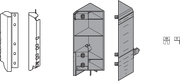 TANDEMBOX SPACE CORNER - fixing bracket sets for wood back Ident D Height White Aluminum