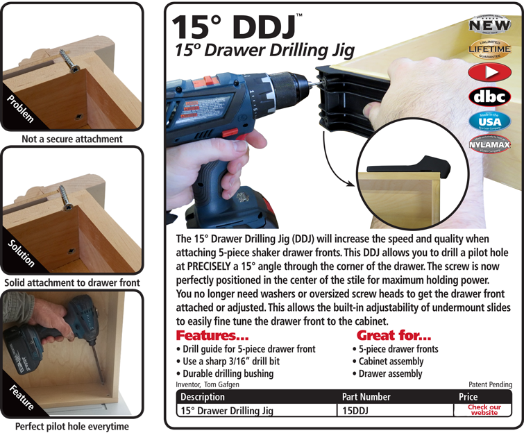 15" DRAWER DRILLING JIG
