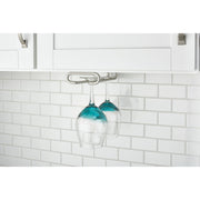 16 in Satin Nickel Under Cabinet Stemware Holder Satin Nickel  4.25 in (108 mm) W x 16 in (406 mm) D x 1.5 in (38 mm) H