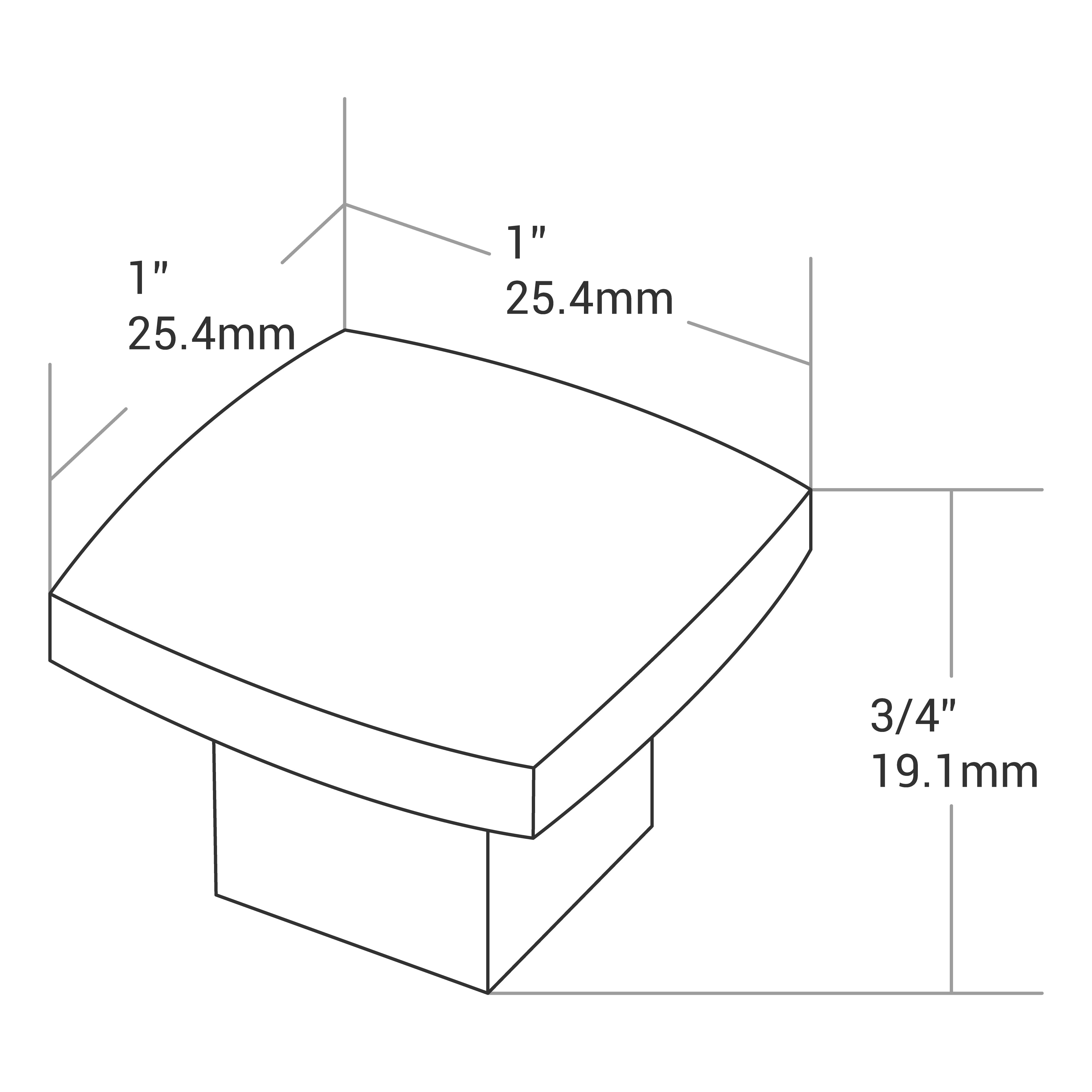 Knob - Square Plane 1" x 1" x 3/4" (Height)