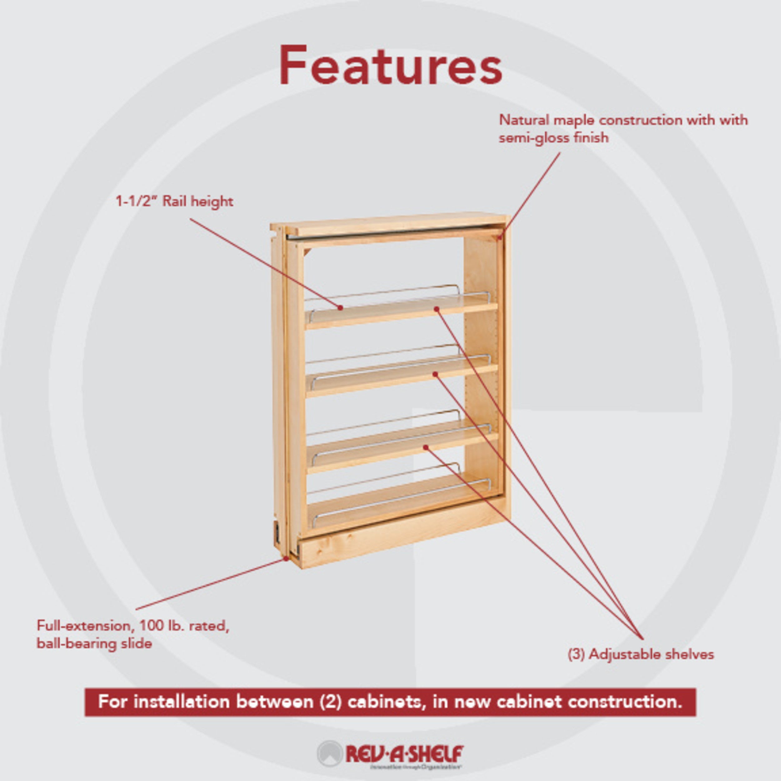 6 in Base Filler Pullout Soft-Close Natural  6 in (152 mm) W x 23 in (584 mm) D x 30 in (762 mm) H