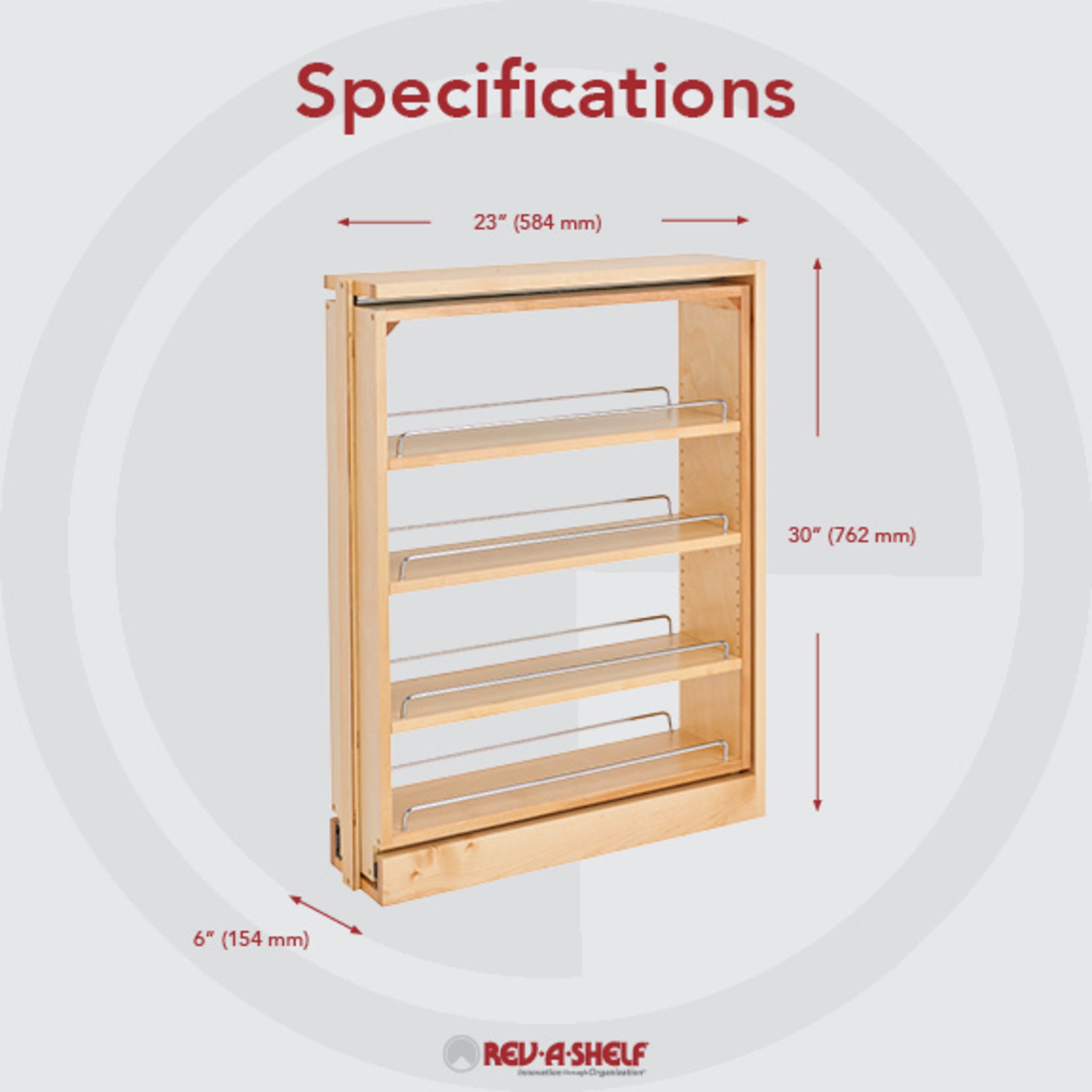 6 in Base Filler Pullout Soft-Close Natural  6 in (152 mm) W x 23 in (584 mm) D x 30 in (762 mm) H