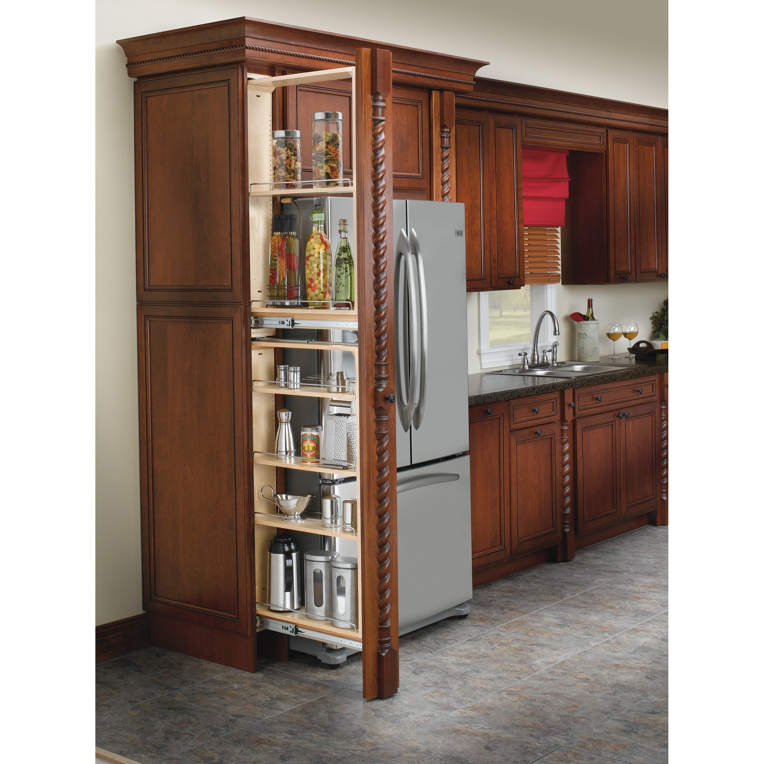 6 in Tall Filler Organizer Pullout Natural  6 in (152 mm) W x 23 in (584 mm) D x 38.5 in (978 mm) H