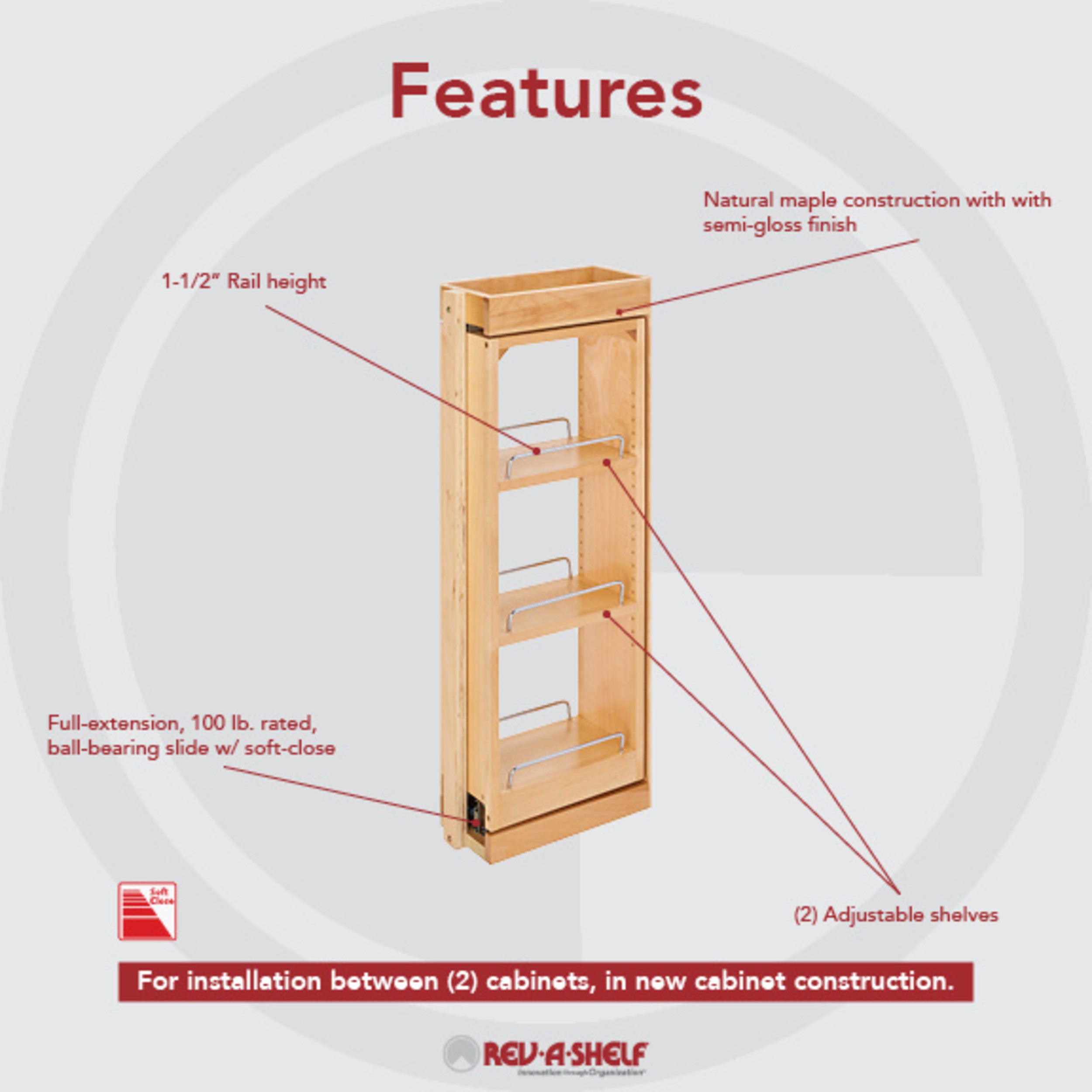 6 in. W x 30 in. H Pull-Out Between Cabinet Wall Filler w/Soft-Close Natural  6 in (152 mm) W x 11.13 in (283 mm) D x 30 in (762 mm) H