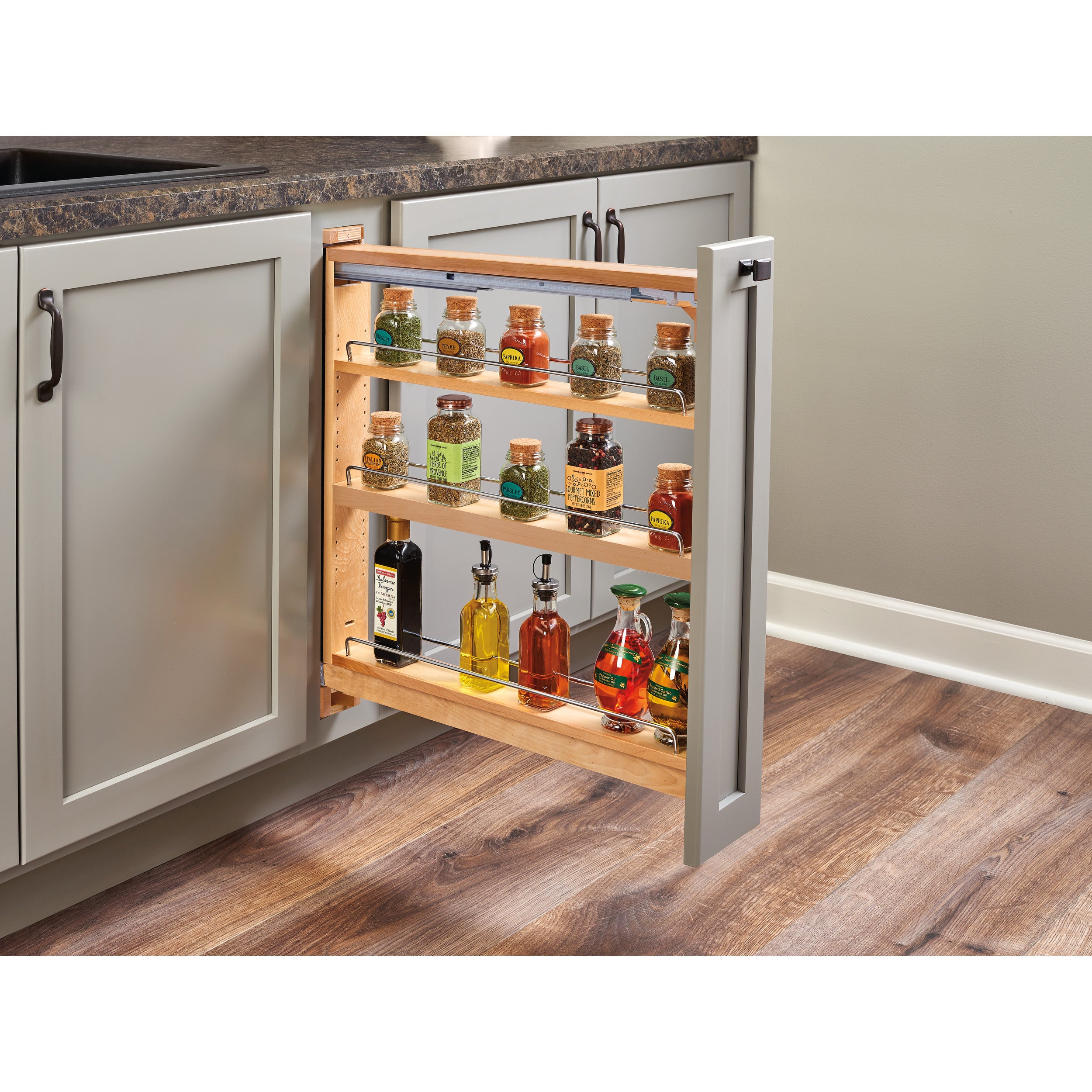 Wood Base Cabinet Organizer Insert w/Soft Close