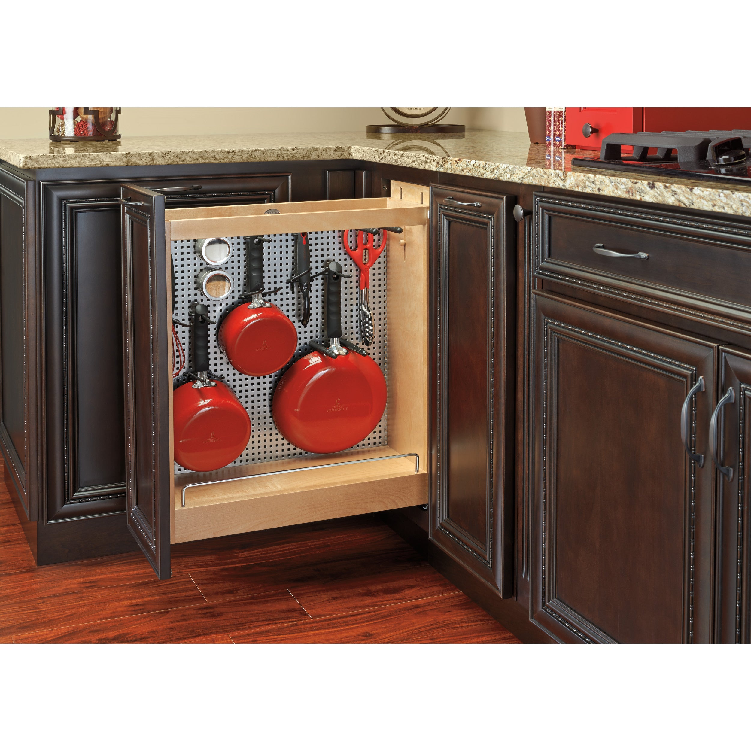 8 in Stainless Steel Base Cabinet Organizer w/Soft-Close Natural  8 in (203 mm) W x 21.65 in (550 mm) D x 25.5 in (648 mm) H