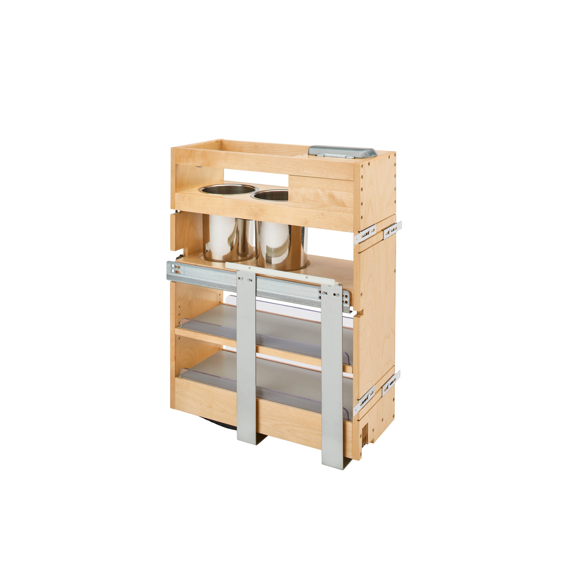 9 in Vanity Outlet Pull Out Grooming Organizer w/Soft-Close Natural  9.29 in (236 mm) W x 19.73 in (501 mm) D x 25.58 in (650 mm) H