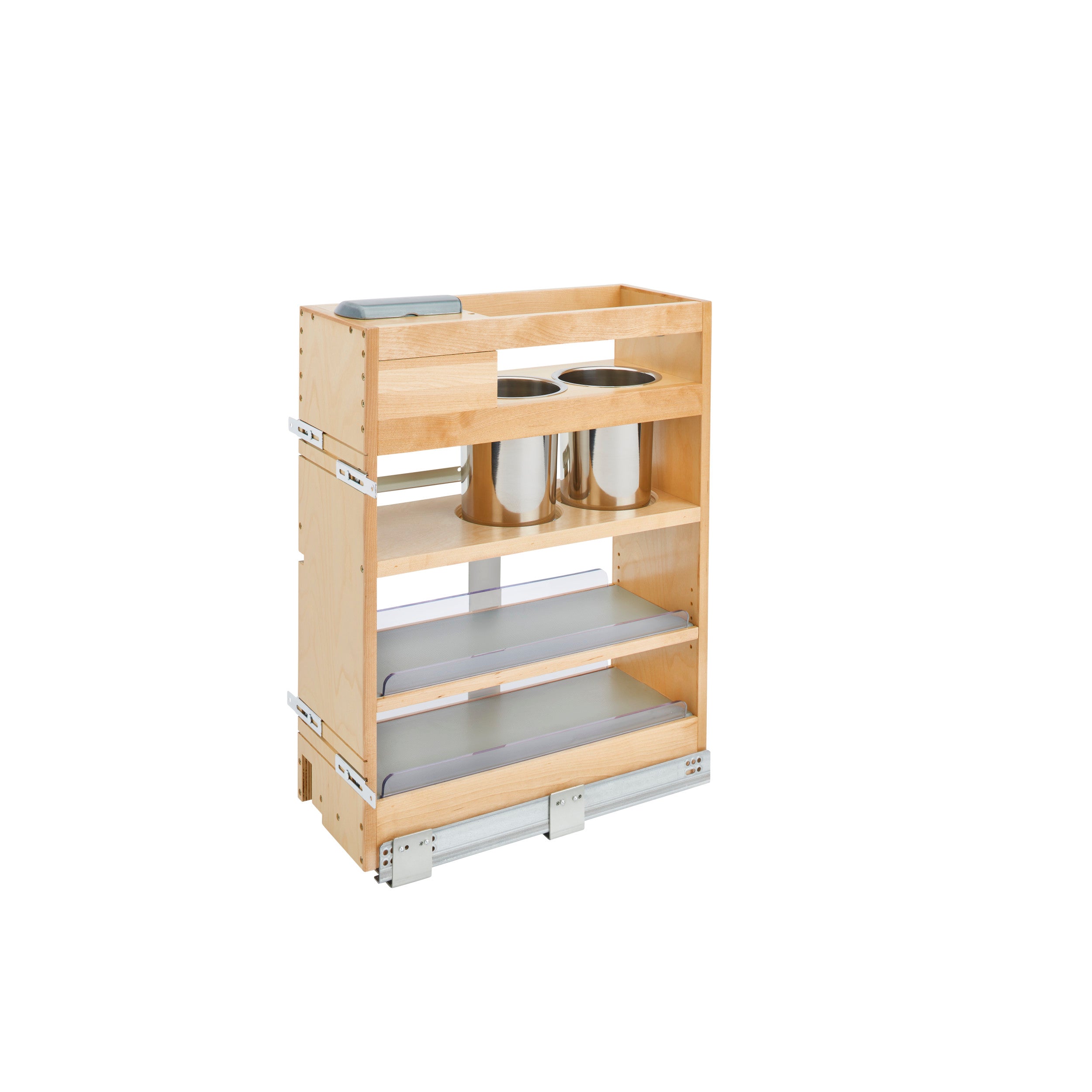 9 in Vanity Outlet Pull Out Grooming Organizer w/Soft-Close Natural  9.29 in (236 mm) W x 19.73 in (501 mm) D x 25.58 in (650 mm) H